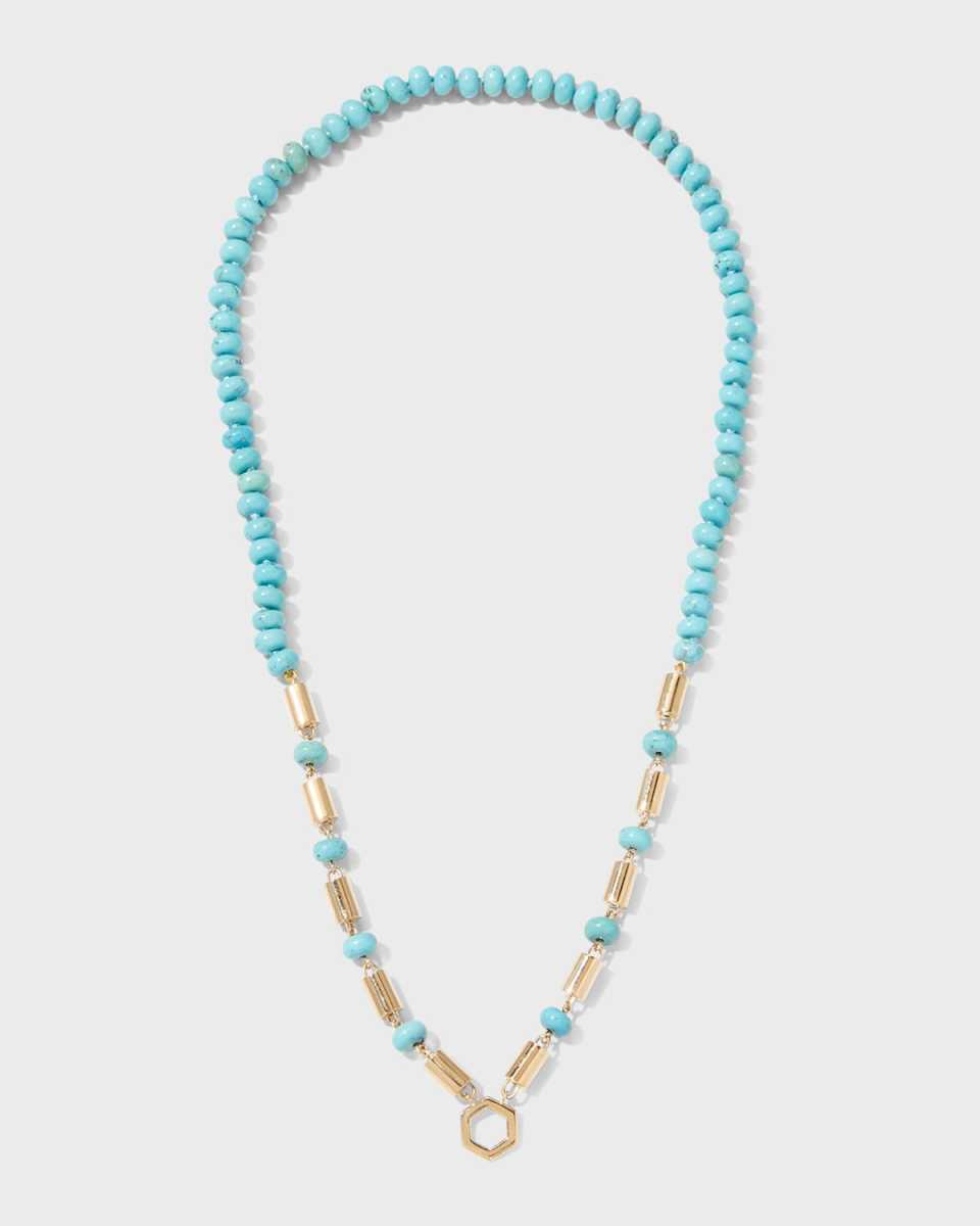 Yellow Gold Baht Chain with Turquoise